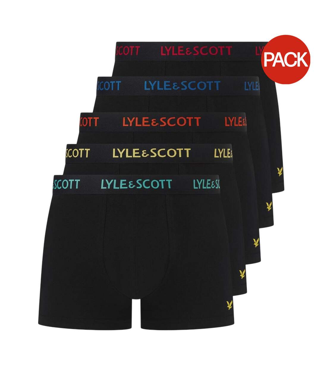 Lot De 5  Boxers Motif/style Uni Core Homme Noir Lyle & Scott-1