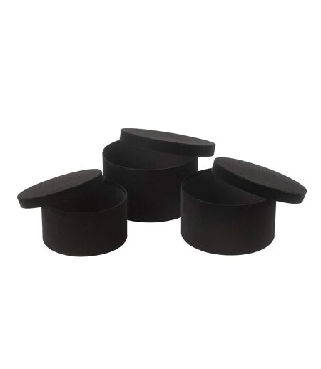 Lot de 3 Boîtes de Rangement Rondes Plates Vaughn 32cm Noir
