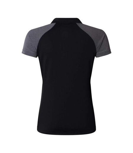 Womens/ladies Elite Polo Shirt Black Magnet Grey Canterbury