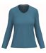 T-shirt manches longues col V - Femme - K382 - bleu tropical-1