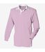 Polo de rugby à manches longues 100% coton homme rose clair/blanc Front Row