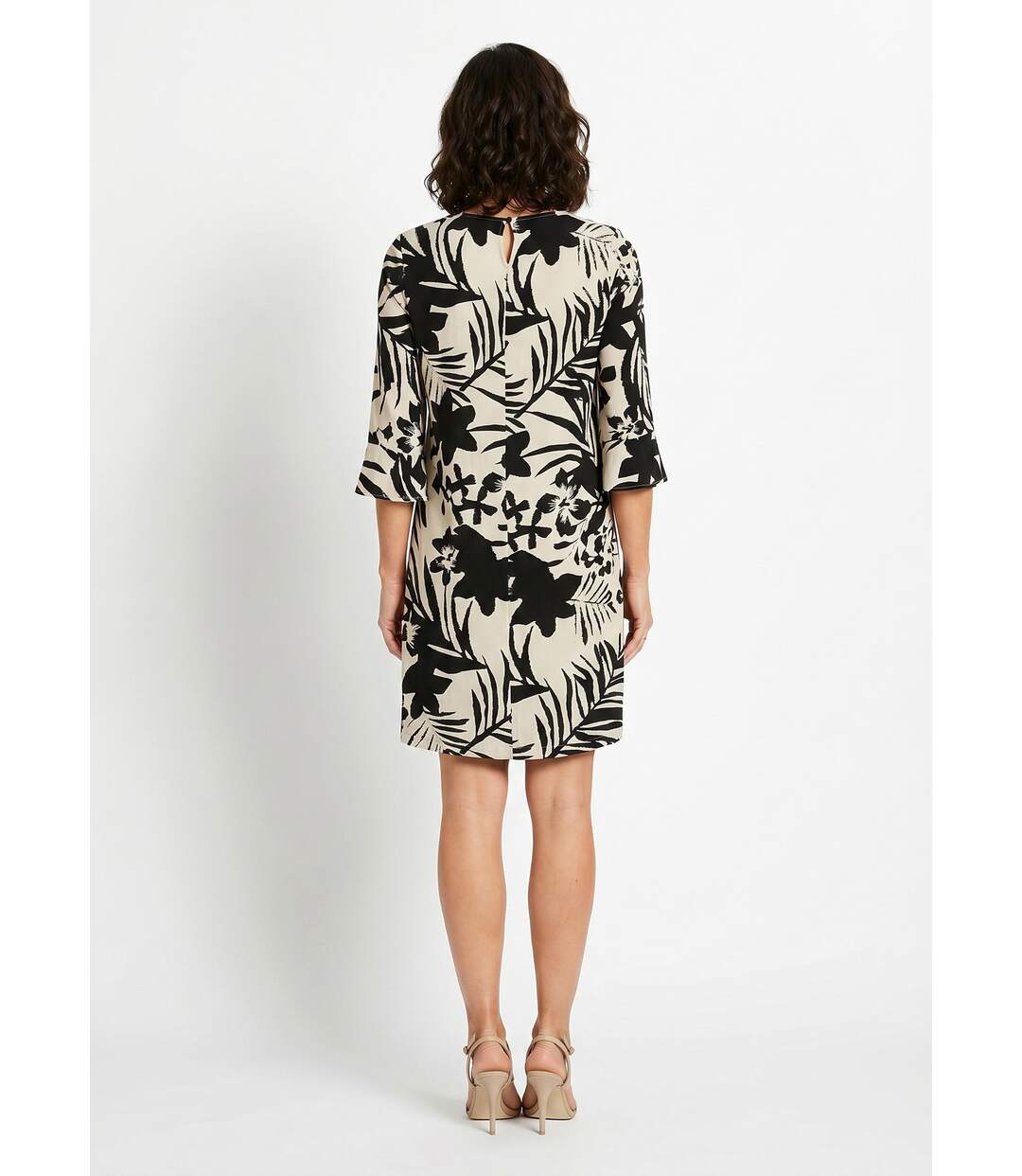 Robe droite courte fleurie fluide-2