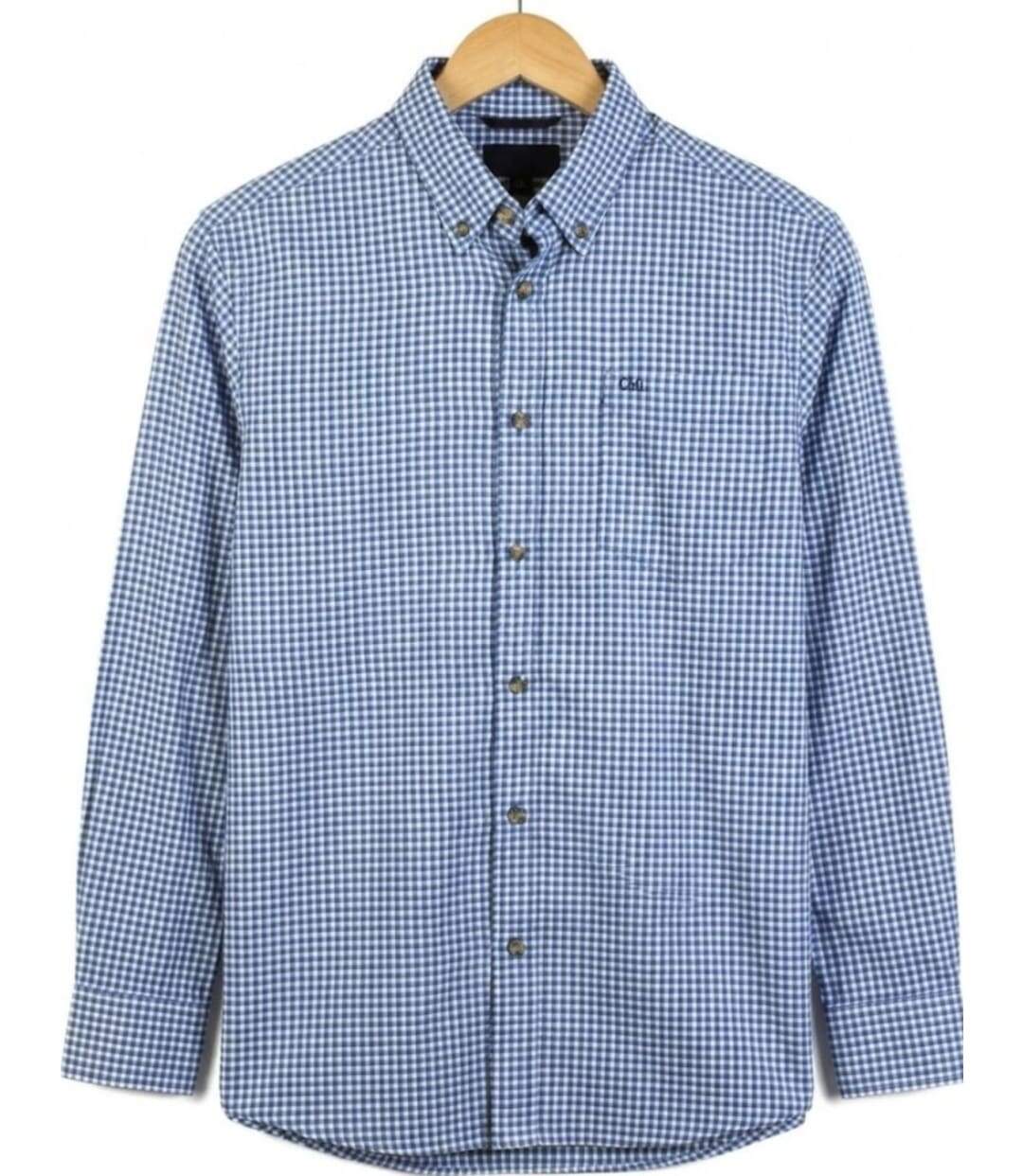 CHALLENGER TABOU1 — Chemise à carreaux manches longues bleu et gris : chaleur et coupe confort-2