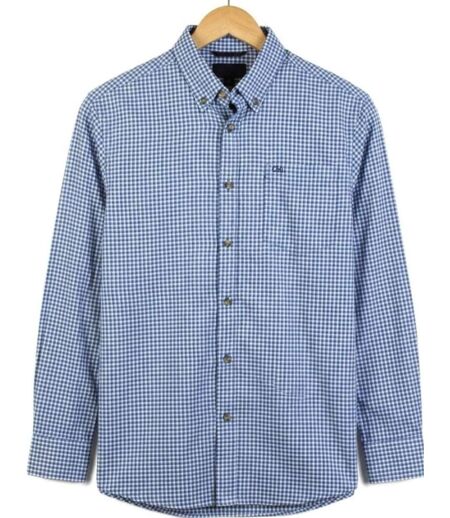 CHALLENGER TABOU1 — Chemise à carreaux manches longues bleu et gris : chaleur et coupe confort