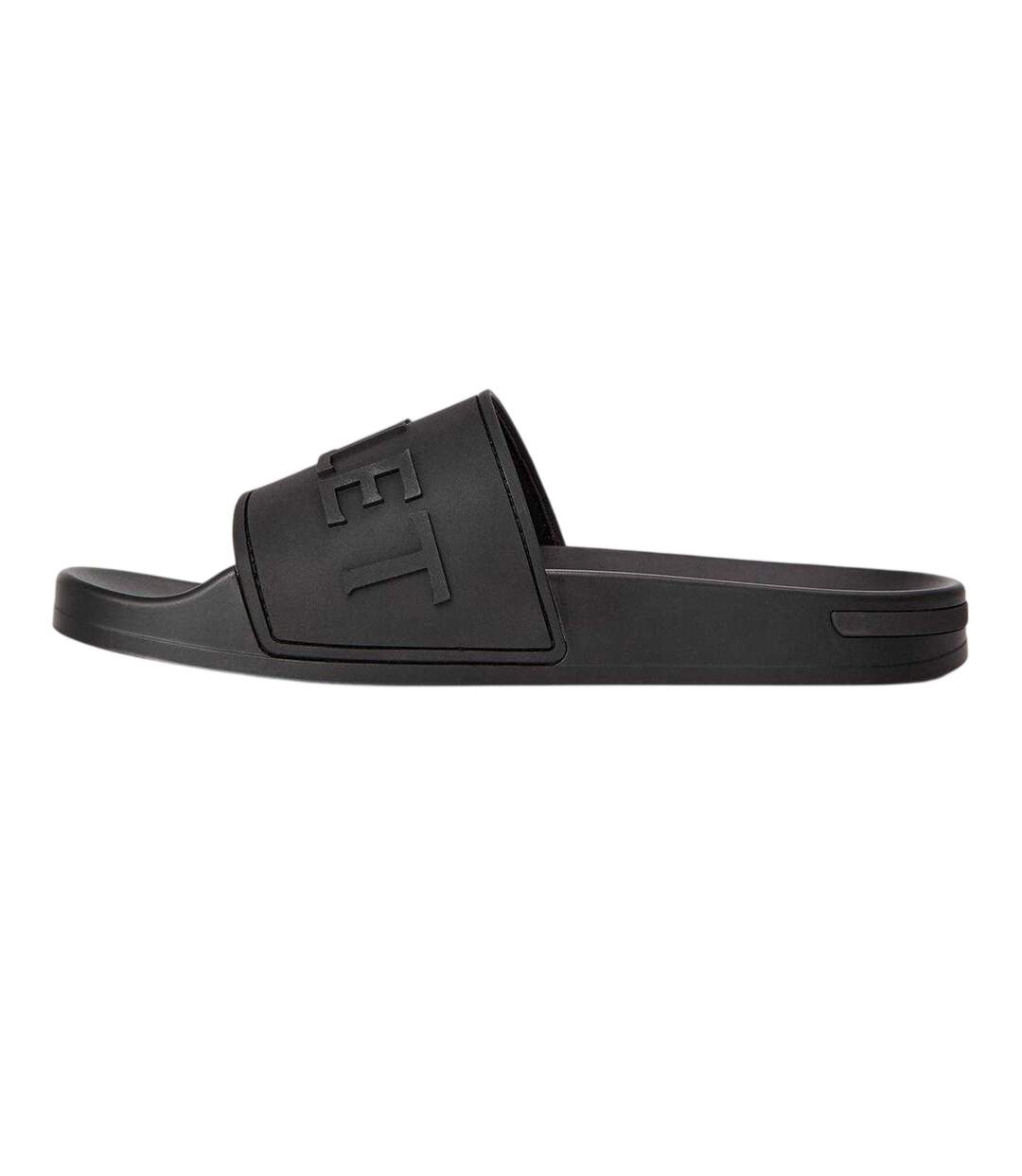 Mens Embossed Cushioned Sliders Triple Black Mallet-2