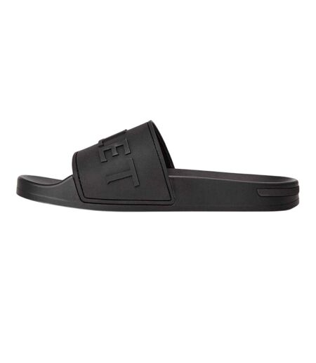 Mens Embossed Cushioned Sliders Triple Black Mallet