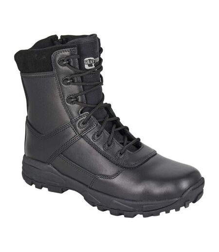 Mens Tiger Leather Combat Boots Black Grafters