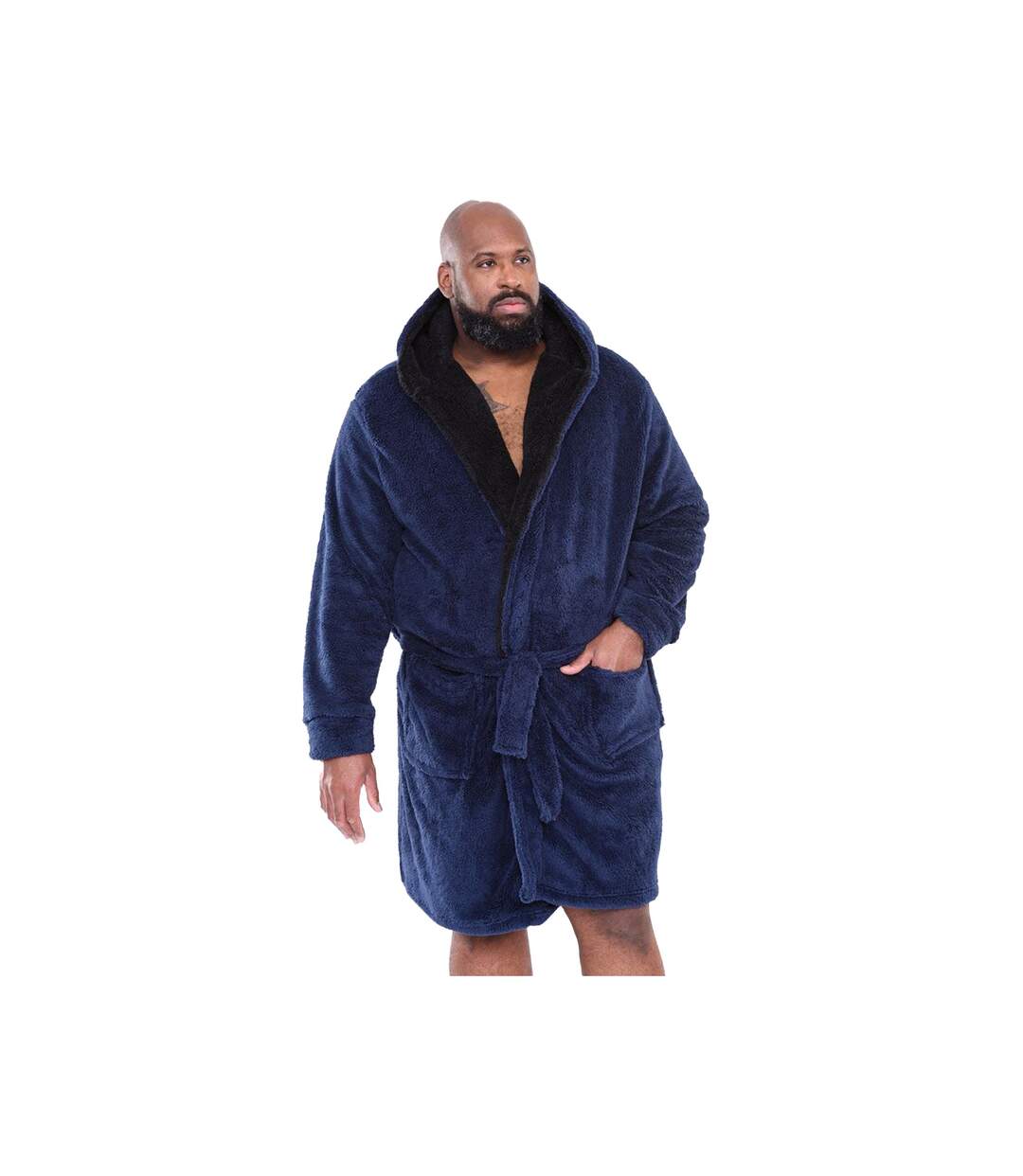 Mens D555 Newquay Hooded Kingsize Dressing Gown Navy Duke-1