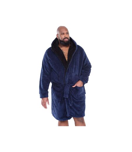 Mens D555 Newquay Hooded Kingsize Dressing Gown Navy Duke