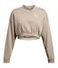 Womens/ladies Rival Terrycloth Crew Neck Crop Sweatshirt Brown Under Armour-1