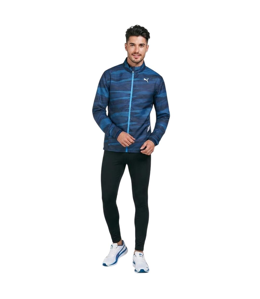 Mens Graphic Print Woven Jacket Blue Puma-2