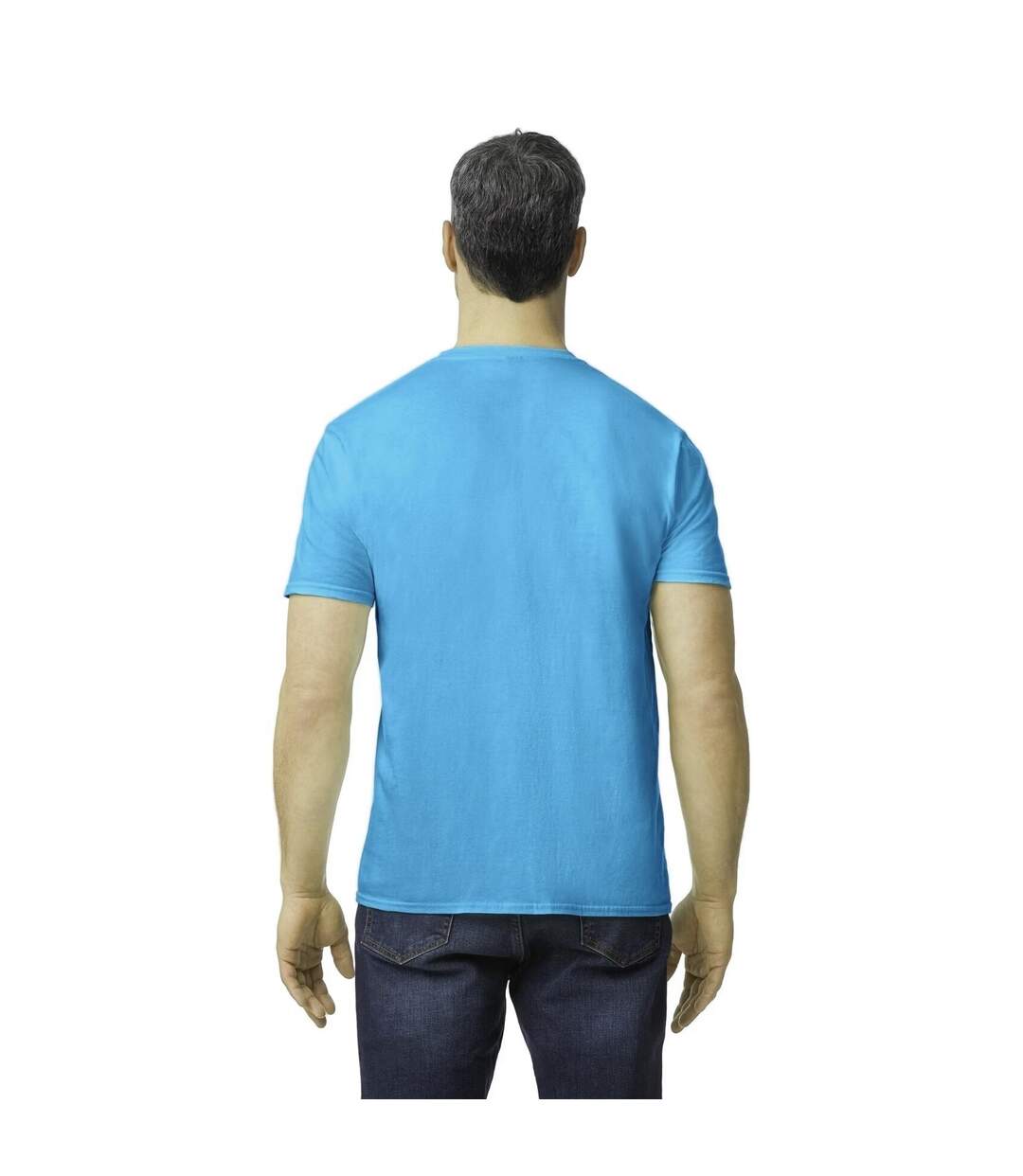 Mens Fashion T-shirt Caribbean Blue Anvil-3