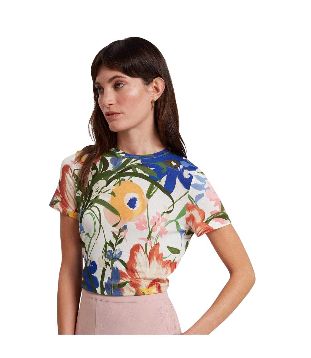 Womens/ladies Cotton T-shirt White Ted Baker-4