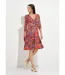Robe cache-coeur courte manches 3/4 motif floral-1