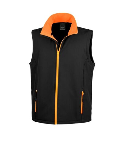 Result Mens Core Printable Softshell Bodywarmer (Black / Orange)