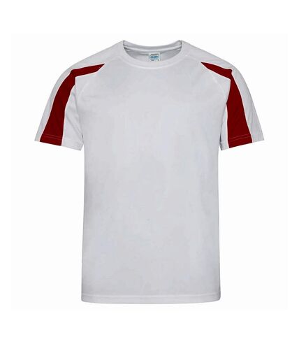 AWDis Cool Mens Contrast Moisture Wicking T-Shirt (Arctic White/Fire Red)