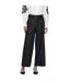 Womens/ladies Faux Leather Wide Leg Palazzo Trousers Black Only-4