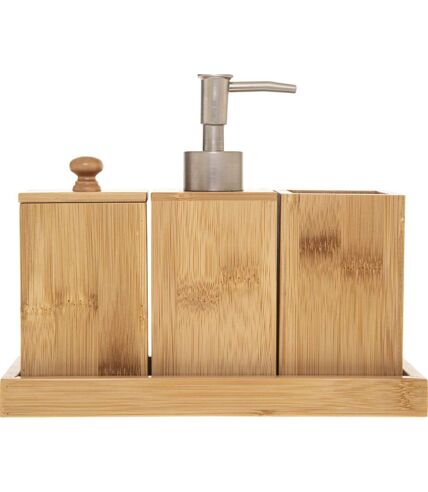 Coffret accessoires de lavabo en bambou - 4 Pièces