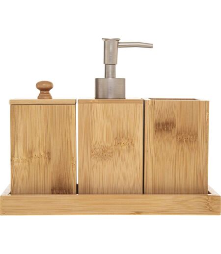 Coffret accessoires de lavabo en bambou - 4 Pièces