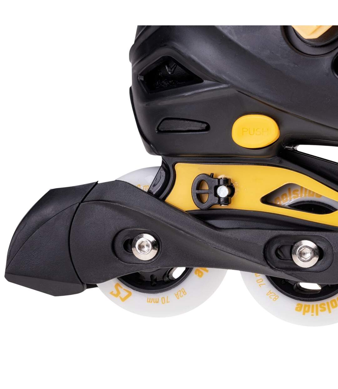Patins À Roulettes Alignées Actionel Enfant 24 Fr Noir Gris Jaune Coolslide-4