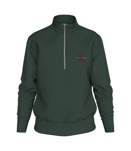 Mens Monogram Quarter Zip Sweatshirt Green Calvin Klein