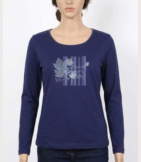Tee-shirt MAYFLOWER NAVY2 marine à sérigraphie : le confort créatif