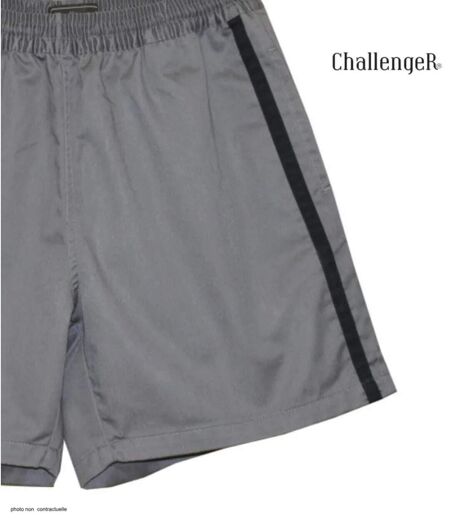 Short homme CHALLENGER 8L gris noir : le short en coton ultra-confortable spécial moisson