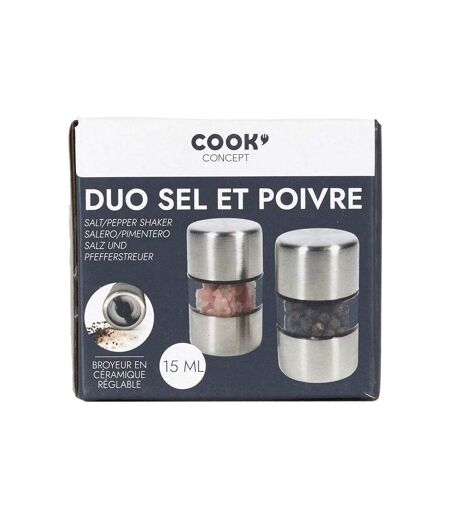 Set de 2 minis moulins sel et poivre en inox