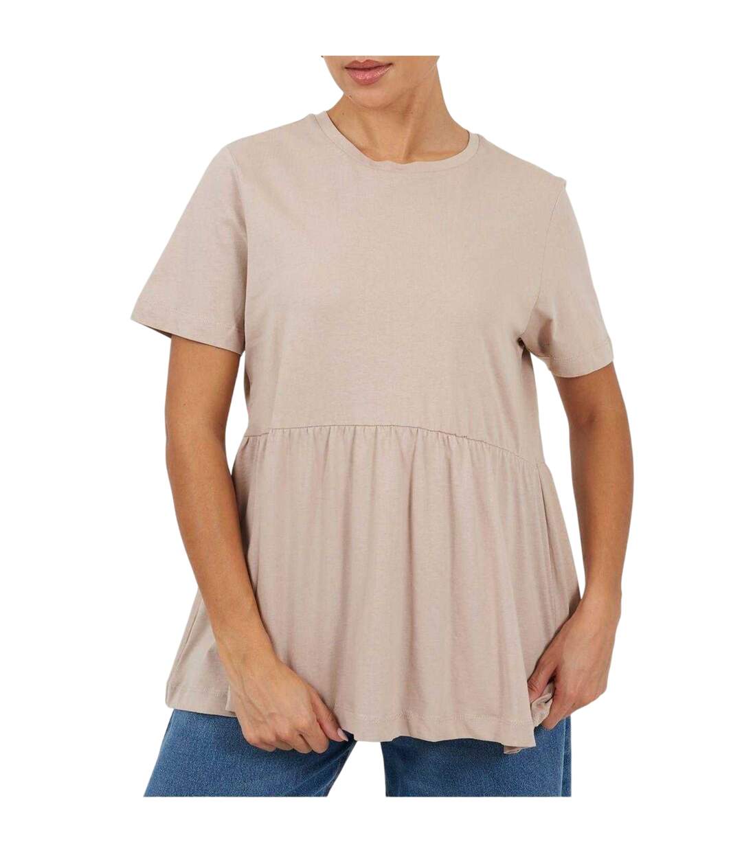Womens/ladies Swing Smock Panel T-shirt Dress Mushroom Brave Soul-2