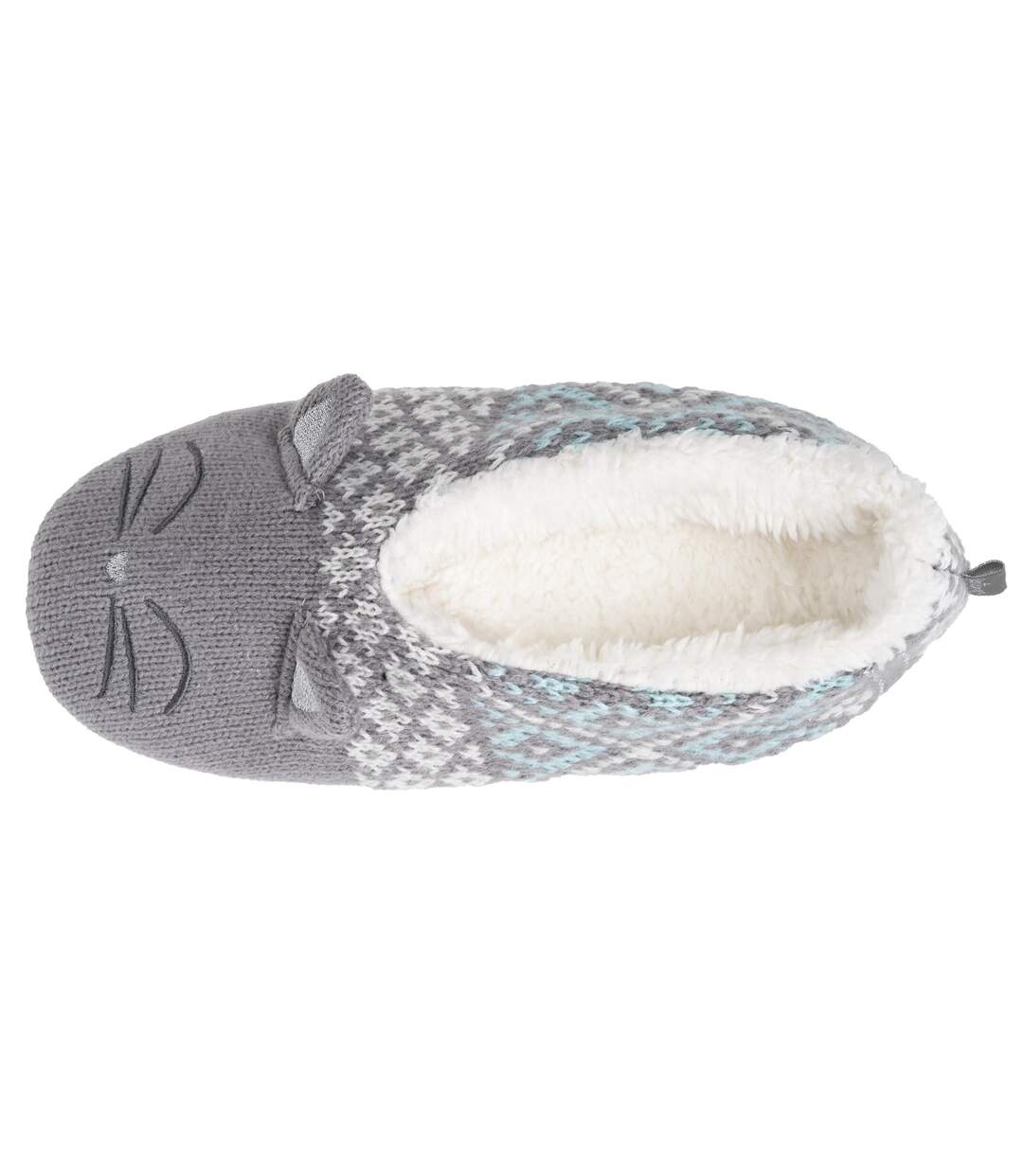 Isotoner Chaussettes d'intérieur femme maille jacquard, picots antidérapants-2