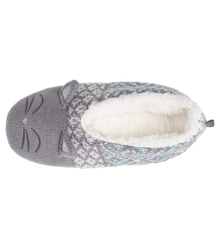 Isotoner Chaussettes d'intérieur femme maille jacquard, picots antidérapants