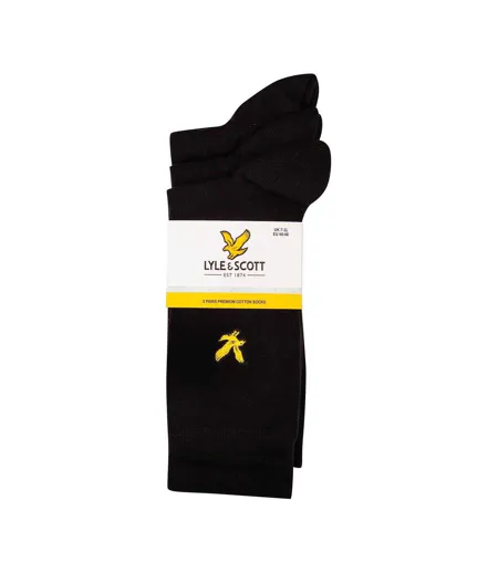 Lot De 3  Paires De Chaussettes Unies Homme Noir Lyle & Scott