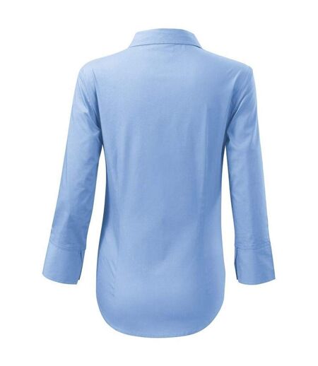 Chemisier Manches ¾ Motif/style Uni Style Femme Bleu Malfini