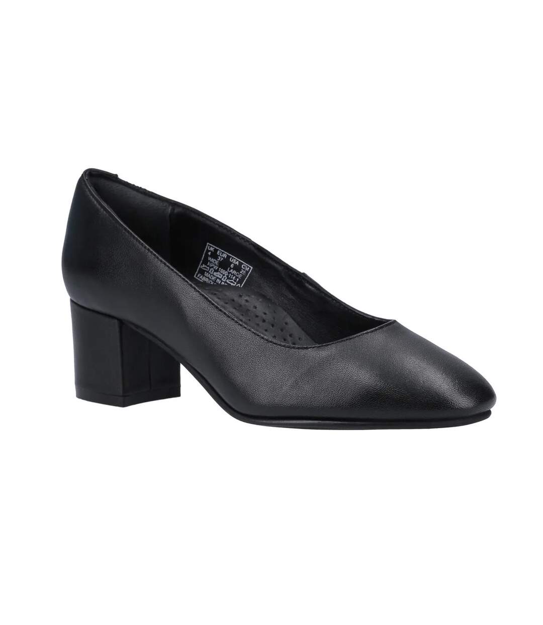 Womens/ladies Anna Leather Wide Court Shoes Black Hush Puppies-1