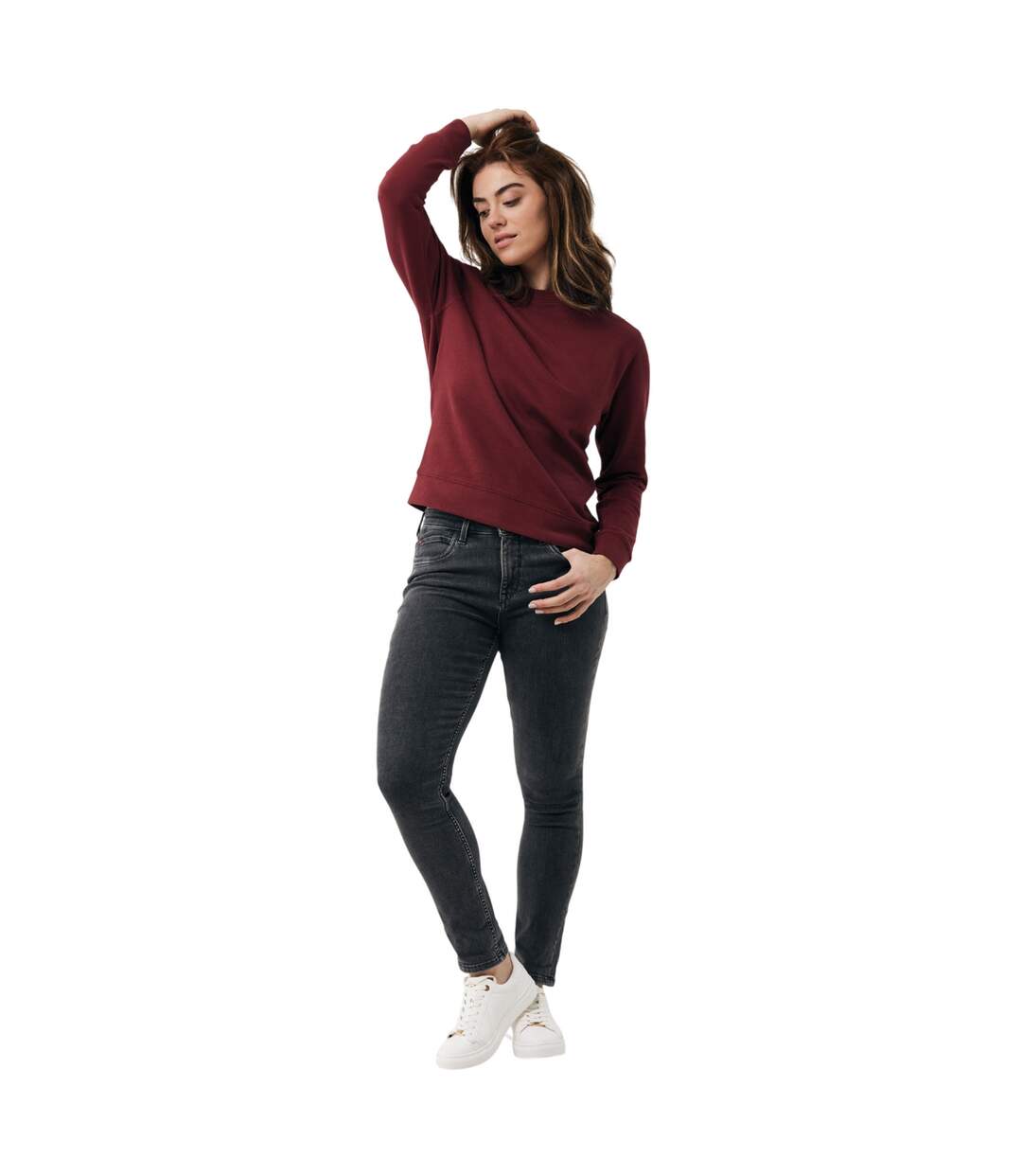 Unisex adult etosha recycled cotton lightweight sweatshirt burgundy Iqoniq-3