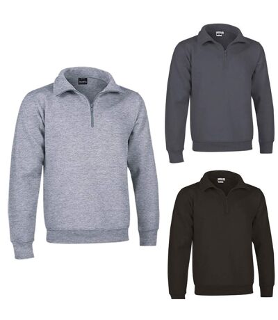 Lot 3 Sweats col camionneur zippé - WOOD - gris chiné, gris charbon et noir