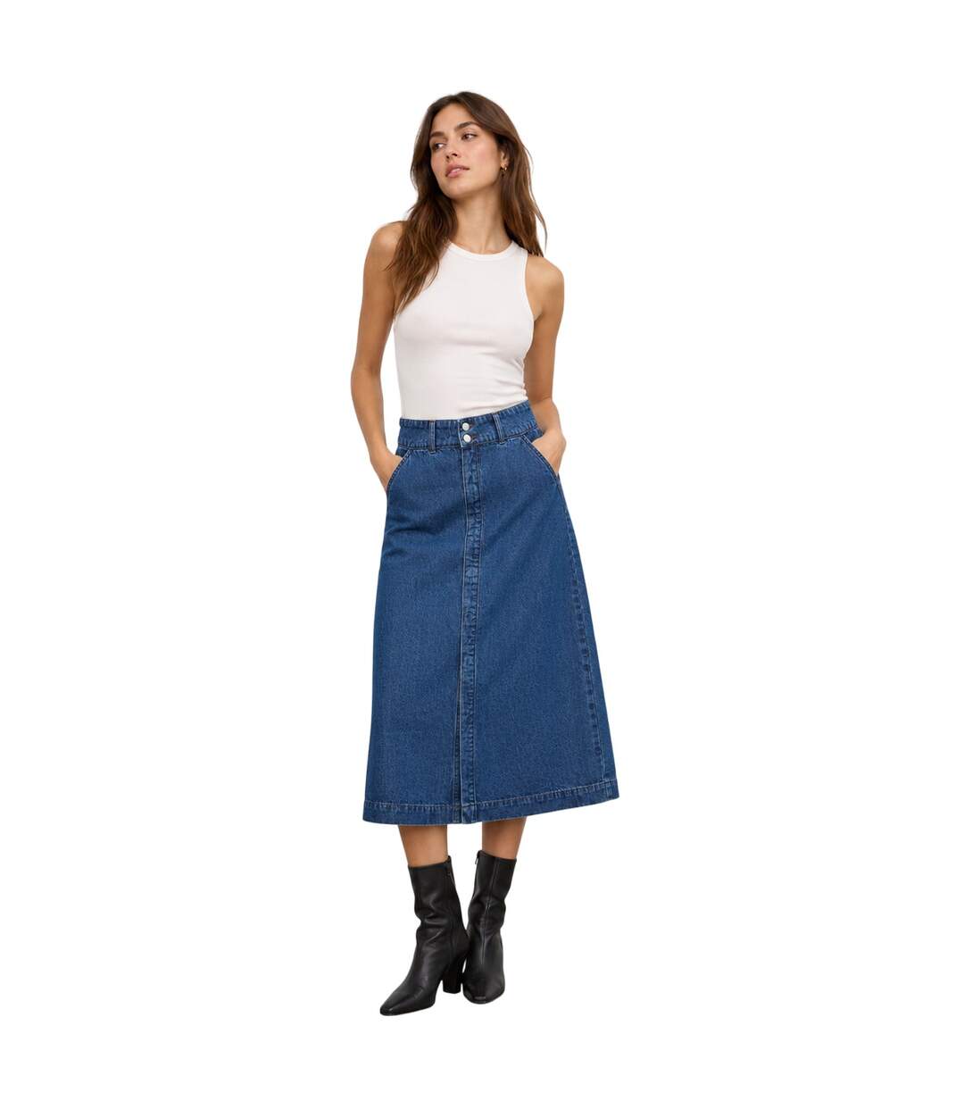 Womens/ladies Denim Skirt Medium Blue Vero Moda-4