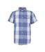 Mens Plaid Short-sleeved Shirt White Blue Bench-1