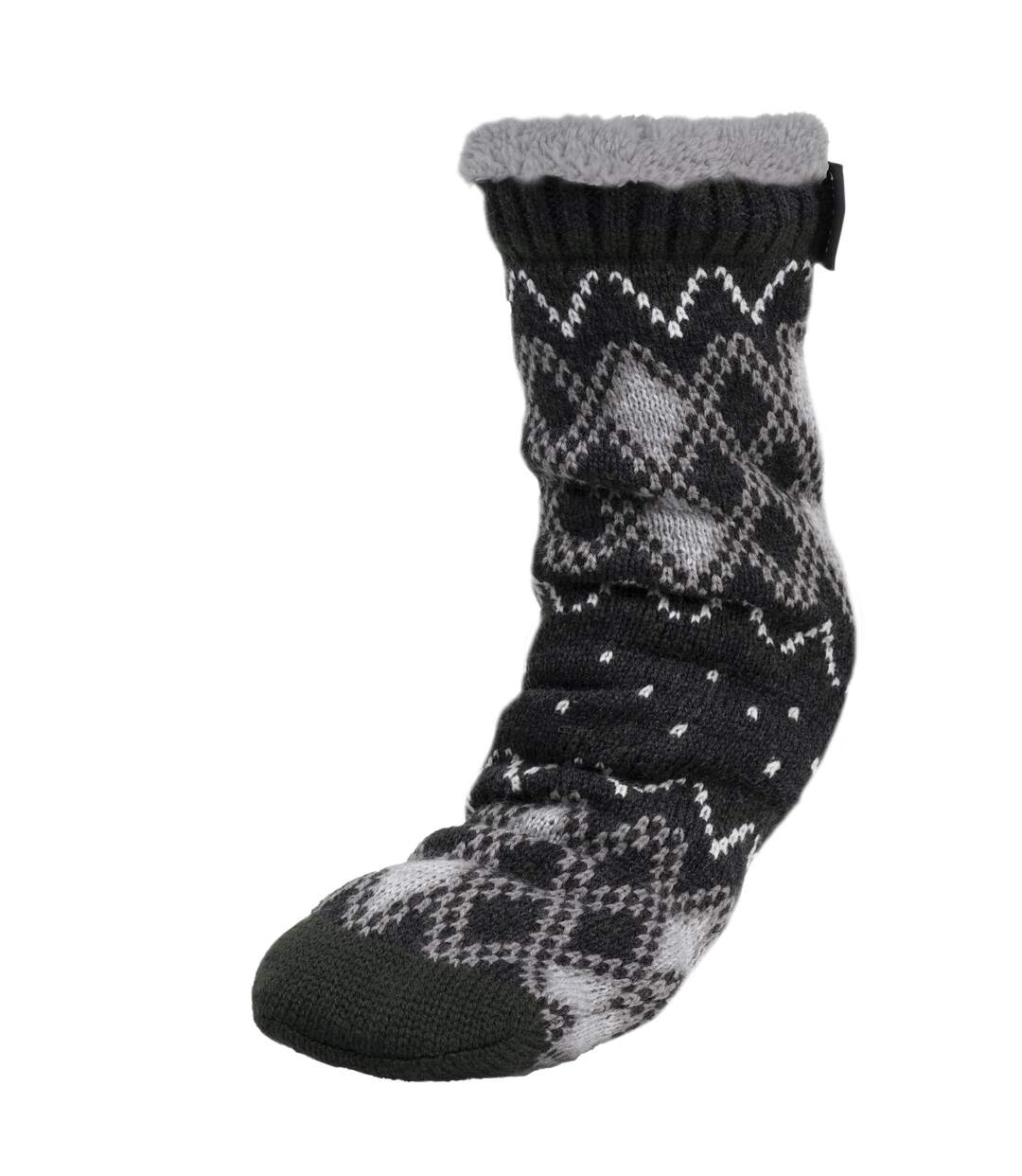 Isotoner Chaussettes d'intérieur homme maille fourrées - picots antidérapants-1