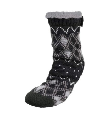 Isotoner Chaussettes d'intérieur homme maille fourrées - picots antidérapants