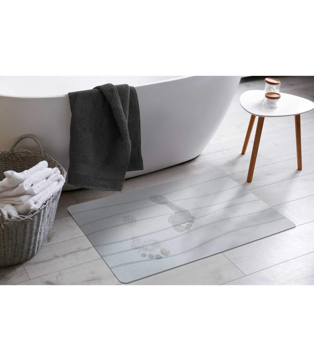 Tapis de Bain en Diatomite Ondelina 50x70cm Blanc-3