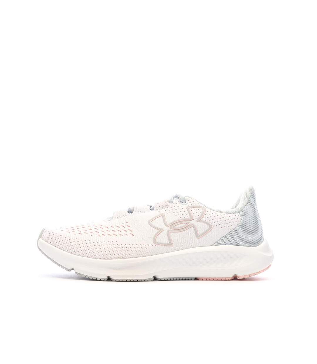 Chaussures de running blanches/bleu/rose femme under armour charged pursuit-1