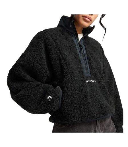 Sweat noir femme converse sherpa half - m