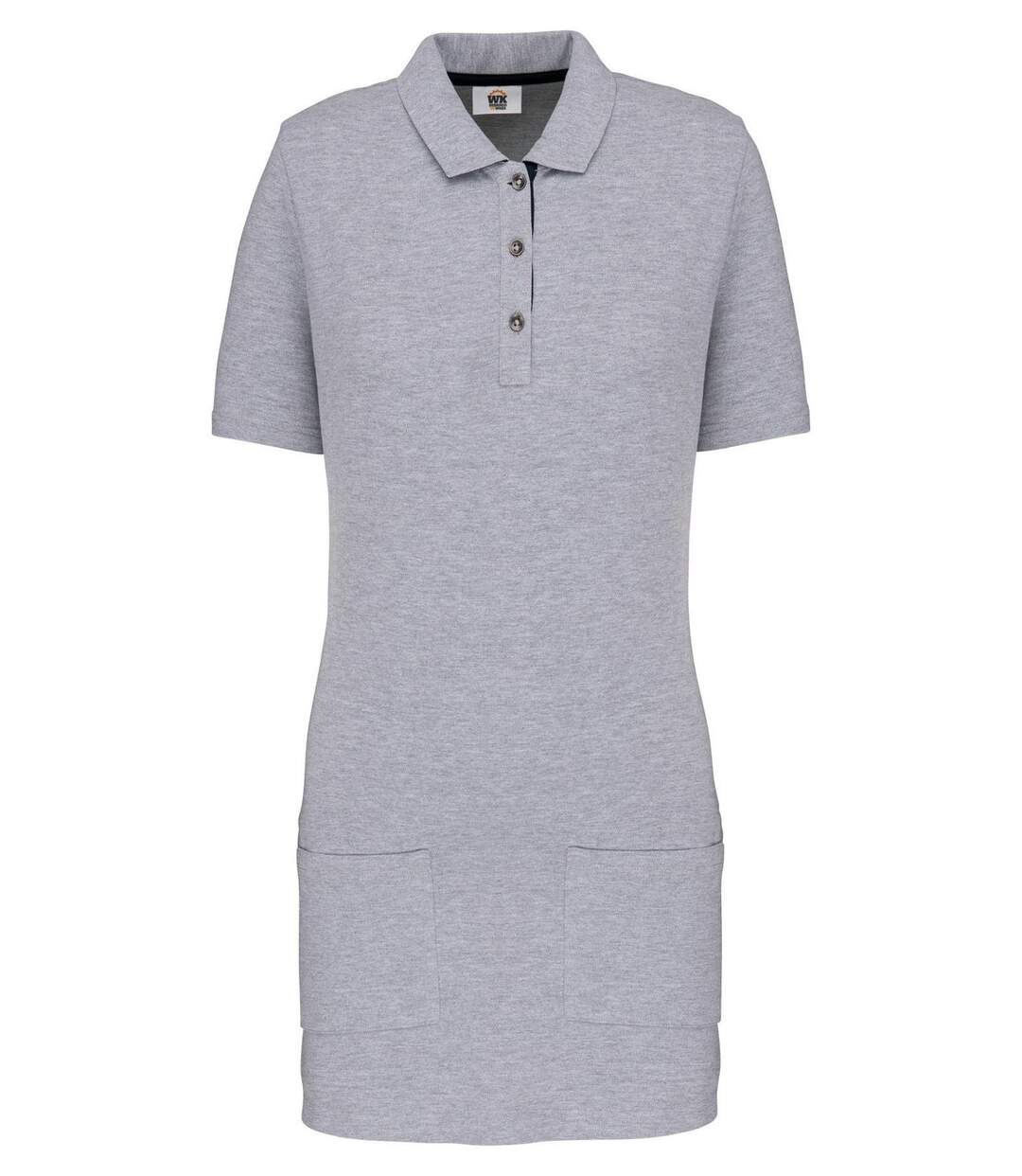 Polo de travail long - Femme - WK209 - gris chiné et marine