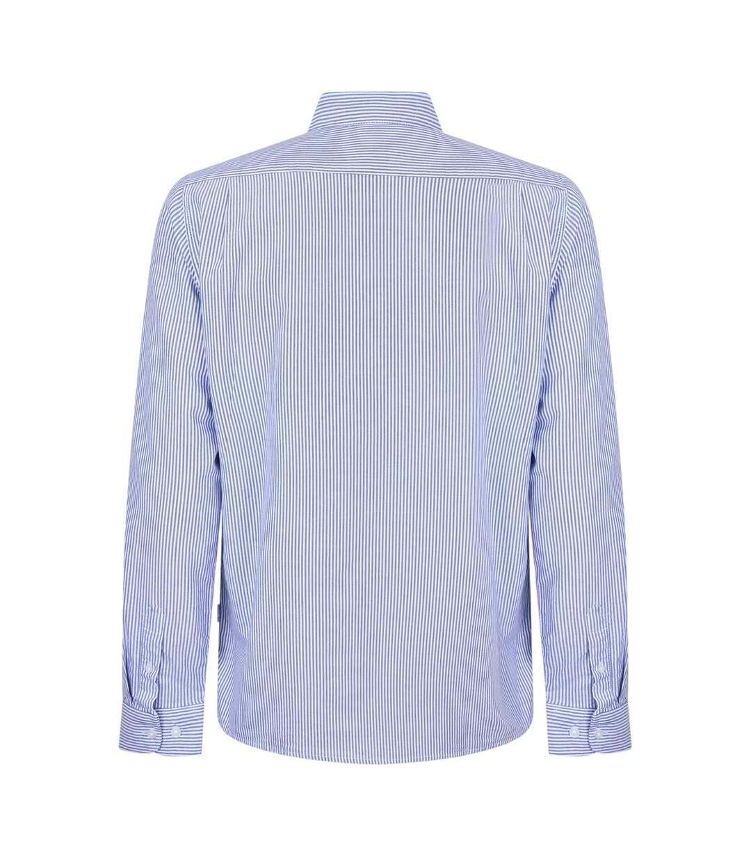 Chemise Manches Longues Motif/style Fines Rayures Homme Bleu Marine Blanc Peter Werth-2
