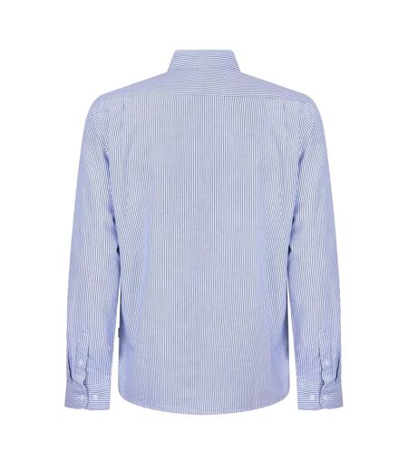 Chemise Manches Longues Motif/style Fines Rayures Homme Bleu Marine Blanc Peter Werth