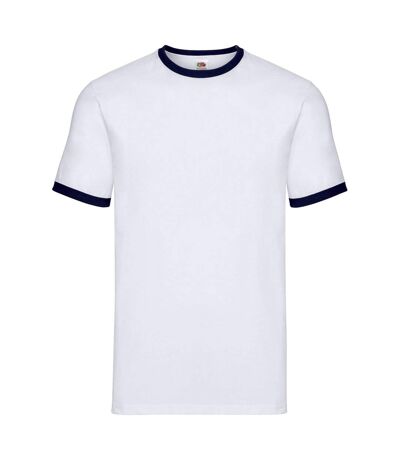 Fruit of the Loom - T-shirt - Adulte (Blanc / Bleu marine) - UTRW10166