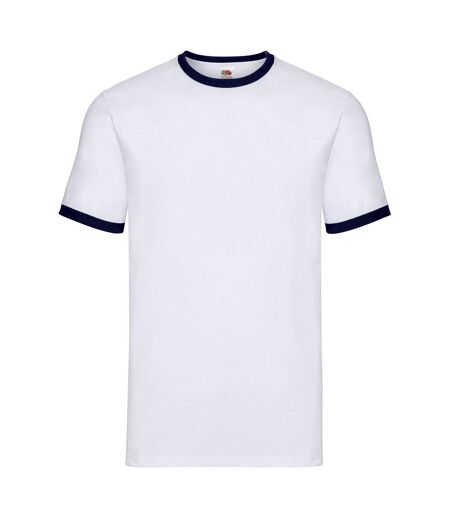 Fruit of the Loom - T-shirt - Adulte (Blanc / Bleu marine) - UTRW10166