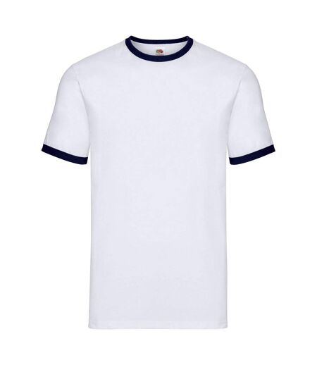 T-shirt adulte blanc / bleu marine Fruit of the Loom