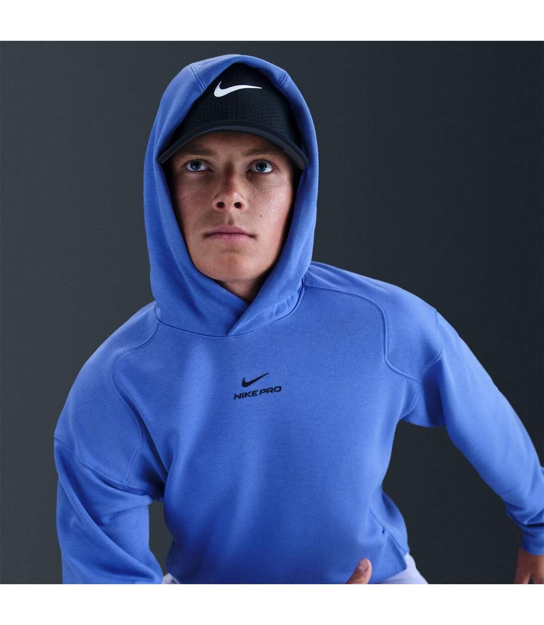Sweat À Capuche Entraînement Pro Homme Bleu Nike-3